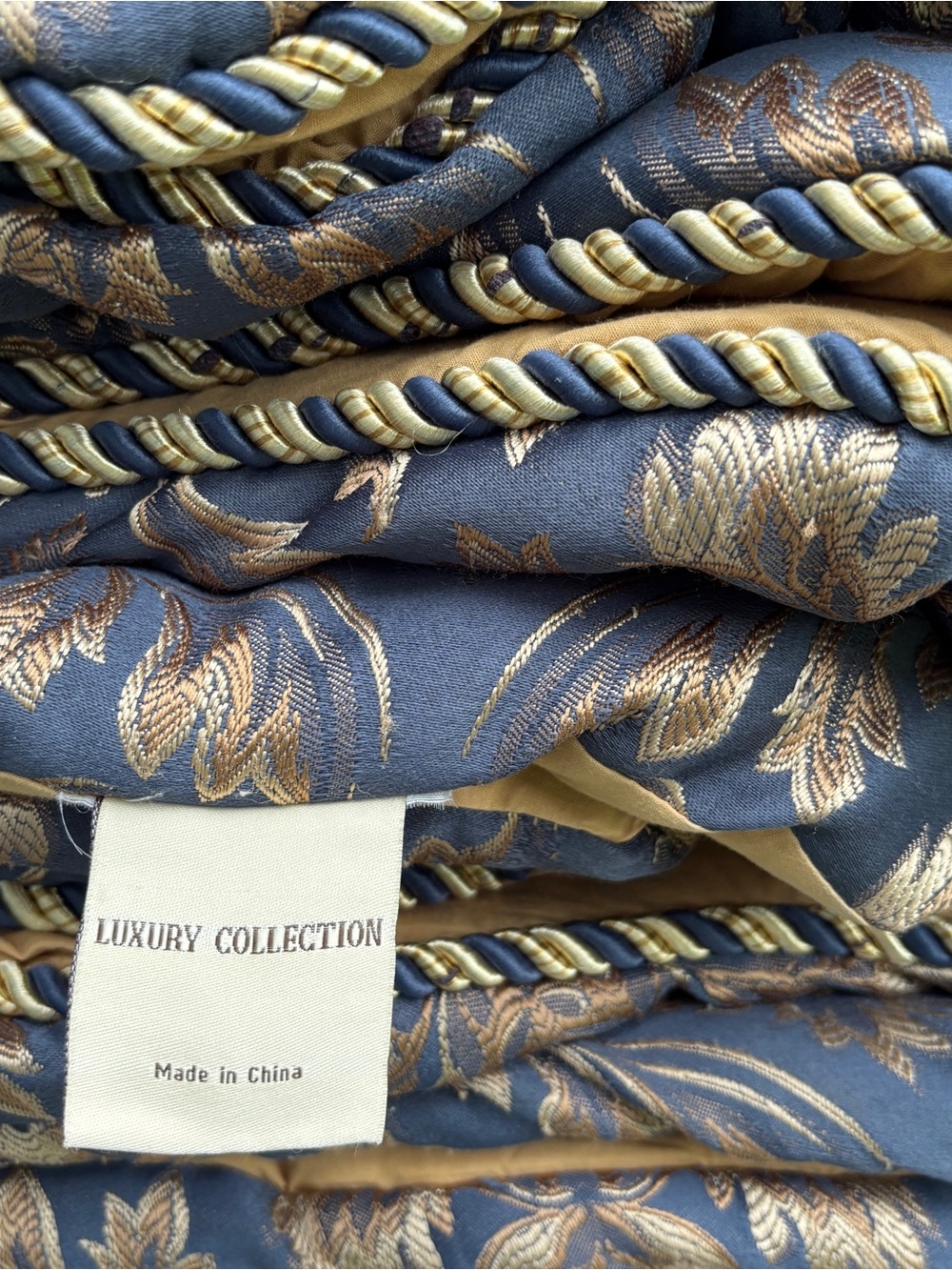 J. Queen New York Monte Carlo King Comforter Set Navy Gold Damask With Shams